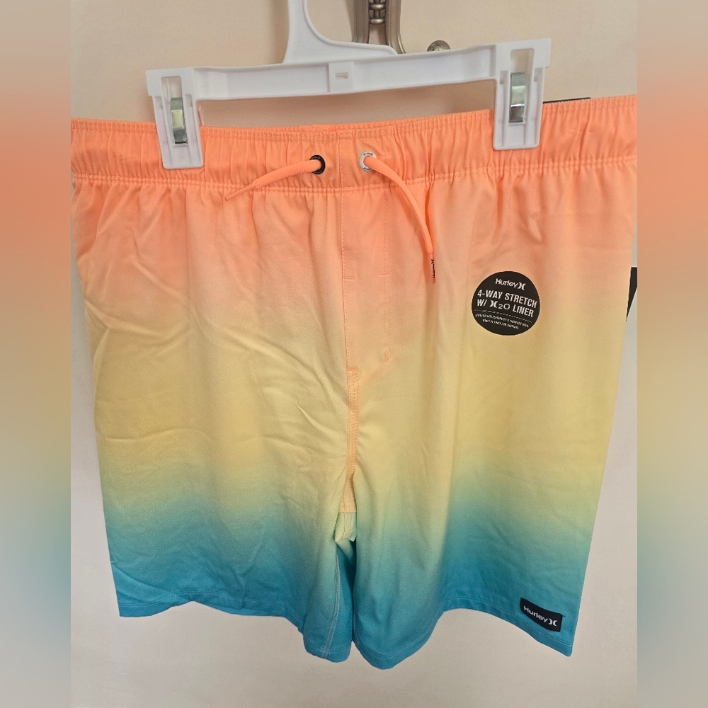 Hurley Boy's Gradient Orange to Blue Swim Trunks